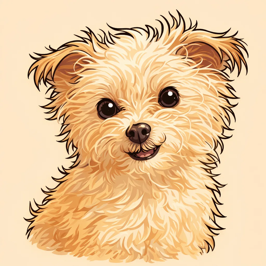 Ink-and-marker illustration of Henry, a small scruffy cream dog.